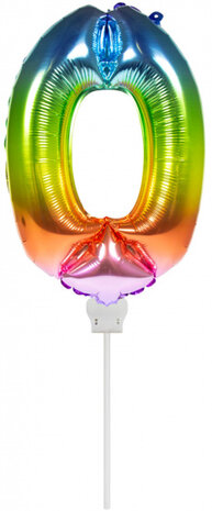 folieballon &#039;0&#039; regenboog junior 36 cm
