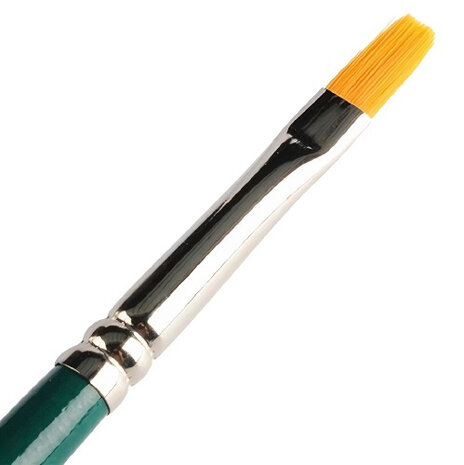 penseel plat synthetisch/hout groen/zilver maat 5