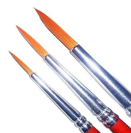 penselenset synthetisch/hout rood maat 2/4/6 3-delig