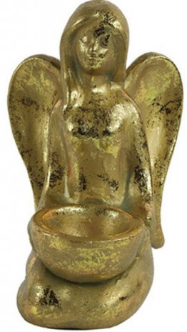 theelichthouder Engel Ashriel 11 cm keramiek goud