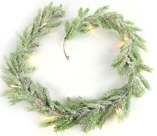 kerstslinger Cosima led 150 cm zijde groen/wit