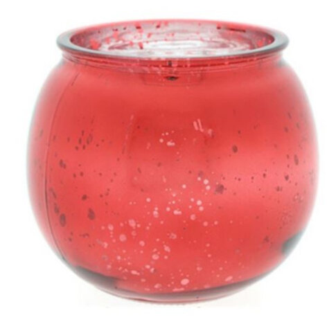 theelichthouder Yinthe 11 cm glas rood/zilver