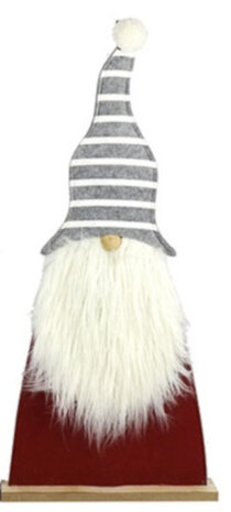 kerstman Fletcher M 89 x 38 cm textiel grijs/rood/wit