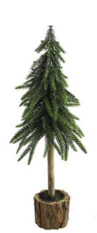 kunstkerstboom Dusty M 37 x 16 cm zijde groen/bruin