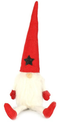 kerstman Folkert L 46 x 7,5 cm textiel rood/wit