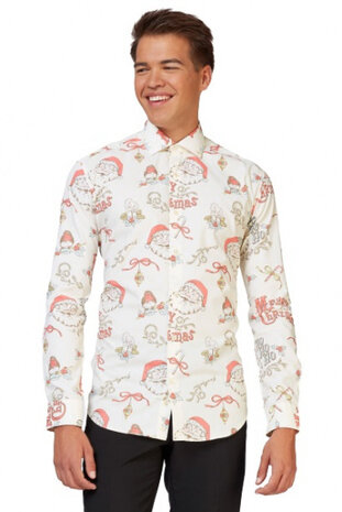 overhemd Hohoholly heren polyester wit mt XS