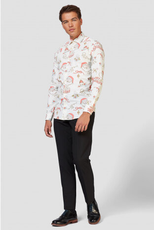 overhemd Hohoholly heren polyester wit mt XS