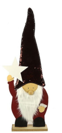 kerstman Arrick M 64 x 24,5 cm textiel zwart/rood