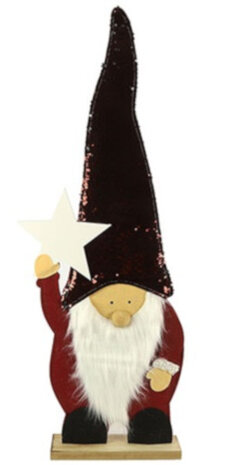 kerstman Arrick L 95 x 37 cm textiel zwart/rood