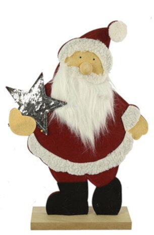 kerstman Alban S 49 x 33 cm textiel rood/wit