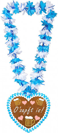 bloemenketting O&#039;Zapft is! 56 cm polyester wit/lichtblauw