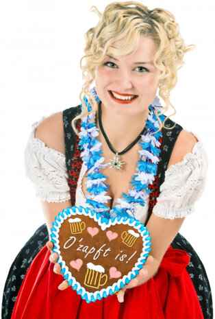 bloemenketting O&#039;Zapft is! 56 cm polyester wit/lichtblauw