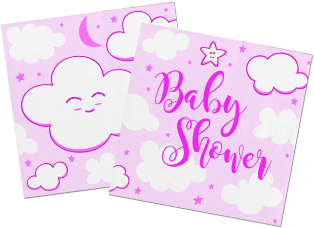 servetten babyshower meisjes 25 x 25 cm roze 20 stuks
