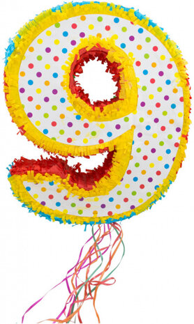 pi&ntilde;ata cijfer 9 karton wit/geel