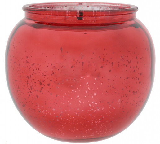 theelichthouder Yinthe 15,5 cm glas rood/zilver maat L