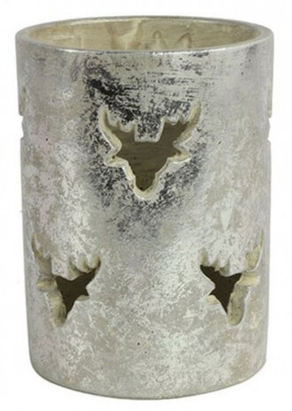 theelichthouder Onno 15 x 20 cm aardewerk zilver