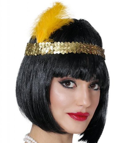hoofdband charleston 20 cm veren goud