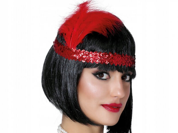 hoofdband charleston 20 cm veren rood