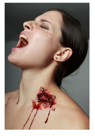 applicatie spijkerwond Halloween latex rood/zilver