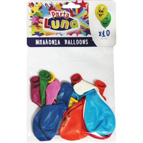ballonnen smiley latex multicolor 10 stuks