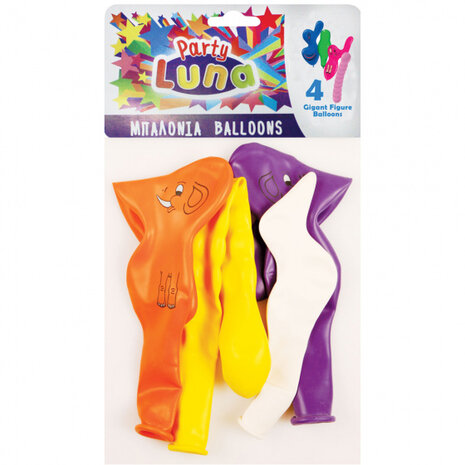 figuurballonnen groot latex multicolor 4 stuks