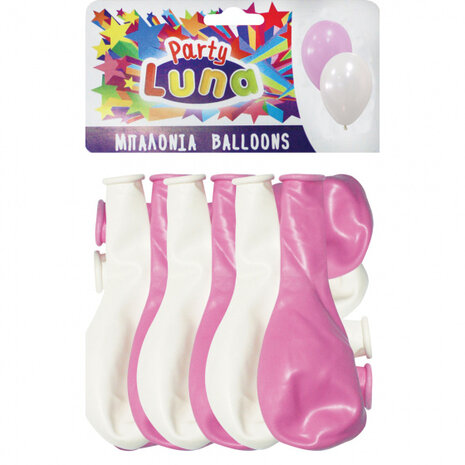 ballonnen latex roze/wit 24 stuks