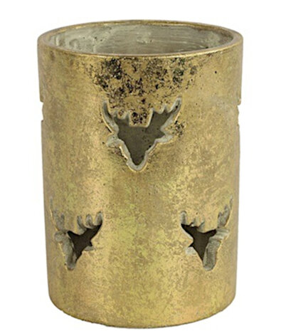theelichthouder Onno 17 x 24 cm aardewerk goud