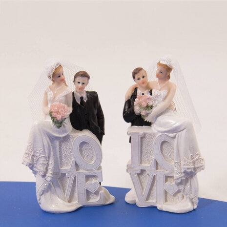taartdecoratie Love 5 x 11 cm zwart/wit