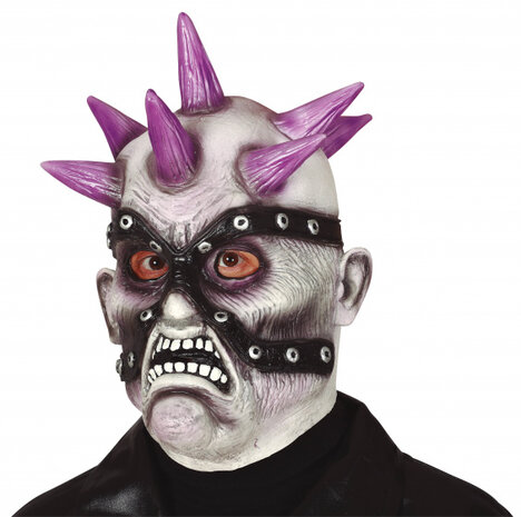 hoofdmasker punk latex grijs/paars one-size