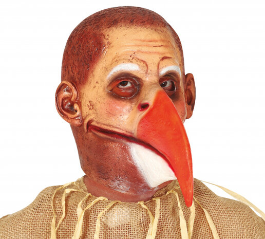 hoofdmasker snavel latex bruin/rood/wit one-size