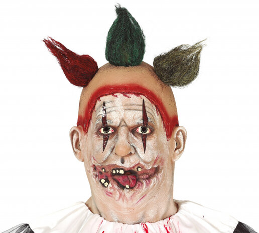 hoofdmasker horrorclown latex beige/rood one-size