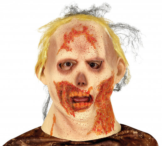 hoofdmasker zombie latex beige/oranje one-size