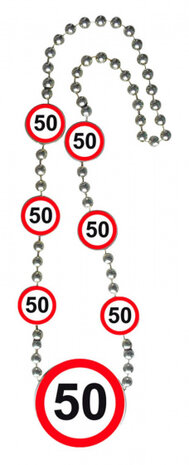 ketting 50 verkeersbord 42 cm rood/wit