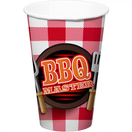 feestbekers BBQ Master XL 700 ml karton rood 8 stuks
