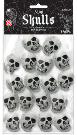 doodshoofden mini 5 x 2,25 cm wit 18 stuks