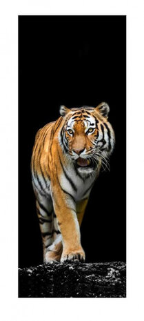 deurdecoratie sticker Tijger 200 cm zwart/bruin/wit