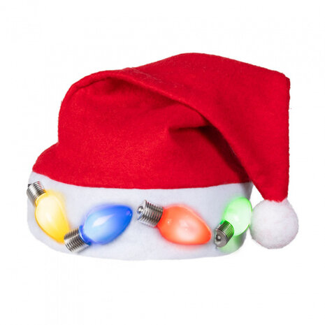 kerstmuts met lampjes polypropyleen rood one-size