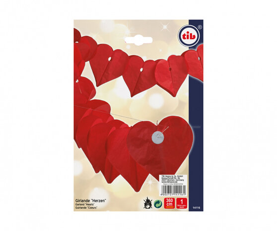 slinger Hearts 3,6 meter papier rood