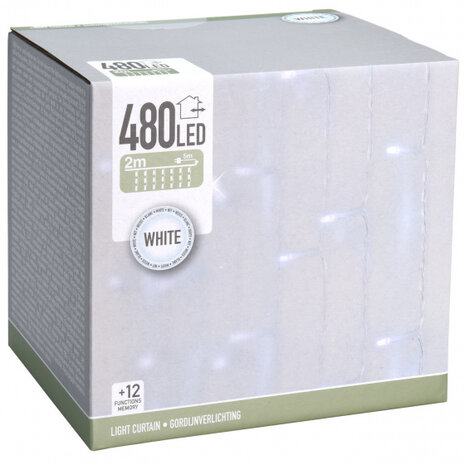 kerstverlichting Gordijn 480 led 2 meter wit