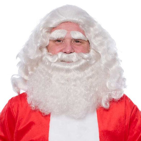 gezichthaarset kerstman deluxe wit 2-delig