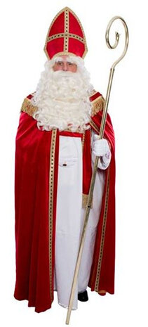 Sinterklaaskostuum luxe katoen rood/wit 4-delig