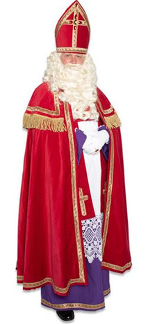 Sintkostuum katoen rood/wit one-size 5-delig