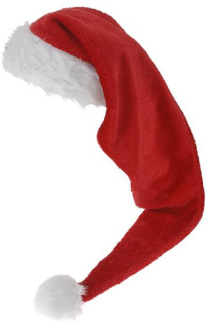 kerstmuts 125 cm pluche rood/wit