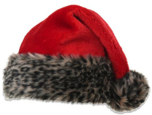 kerstmuts panter 40 cm rood/bruin pluche one-size