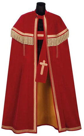 mantel Sinterklaas fluweel rood/goud one-size