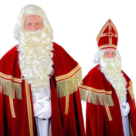 baardset Sint TV 55 cm kanekalonhaar wit 3-delig
