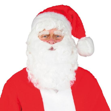 baardenset Kerstman polyester wit