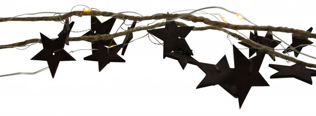 kerstslinger Sterren led 180 cm jute bruin