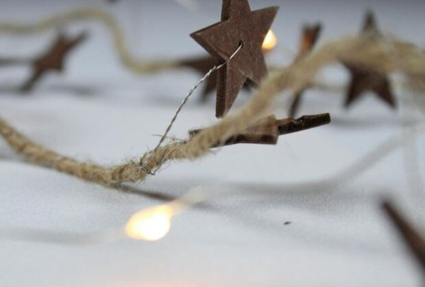 kerstslinger Sterren led 180 cm jute bruin