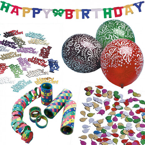 feestpakket Happy Birthday 30 x 10 cm papier 11-delig